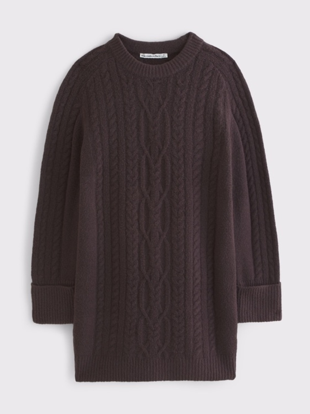 NWT ABERCROMBIE & FITCH Madeline Soft Cable Knit Crewneck Sweater Dress Brown XS